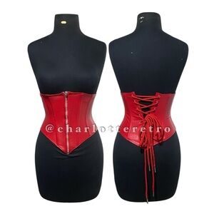 vtg Elegant Moments Leather • Red Underbust Corset